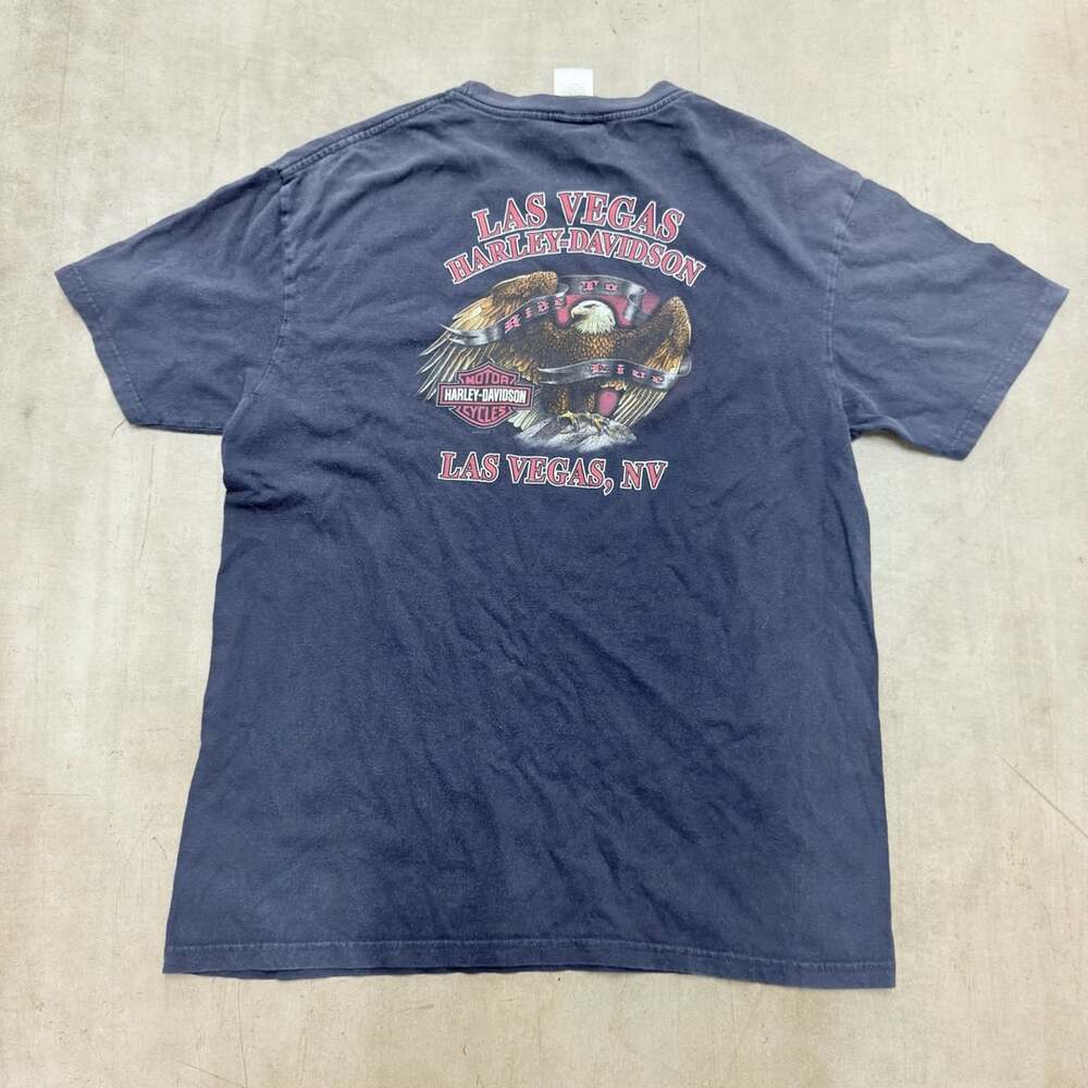 Harley-Davidson Las Vegas Nevada Graphic Pocket T-Shirt Size L Blue